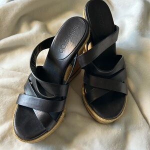 Jimmy Choo Black Wedge Sandals